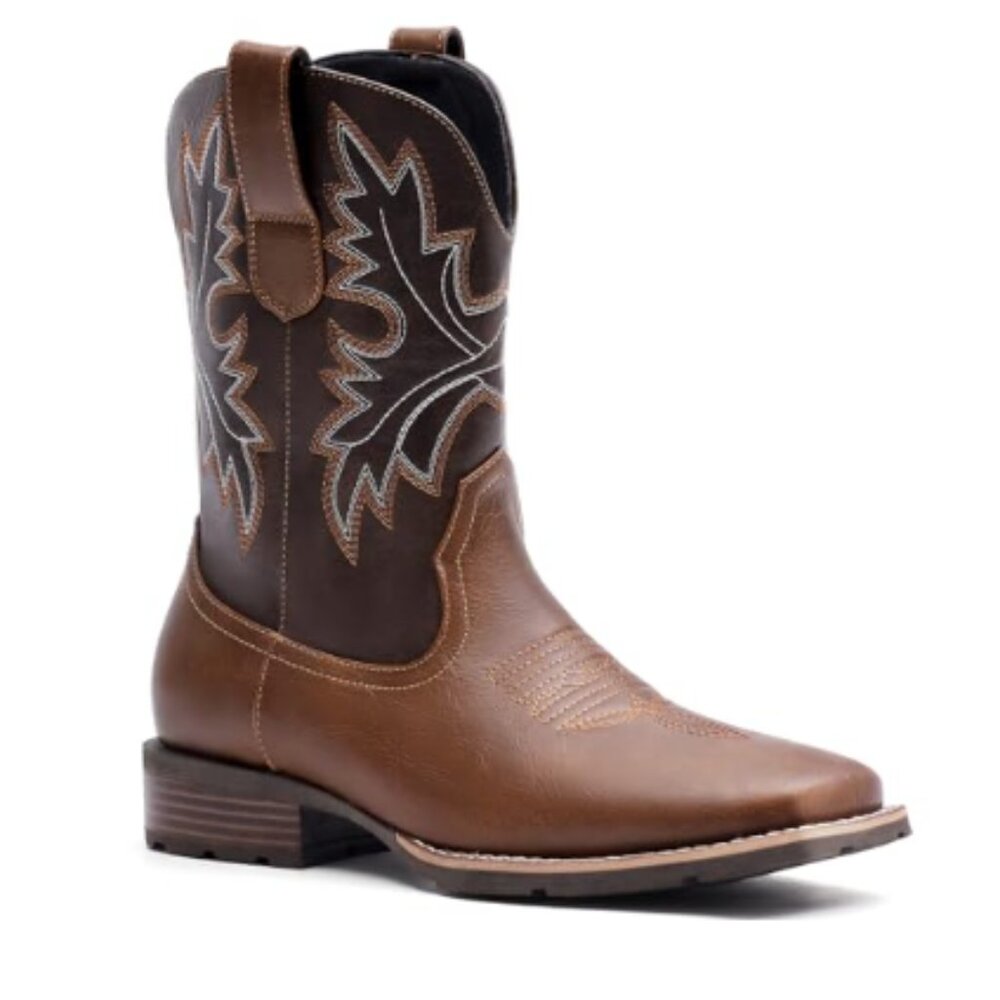 Men’s Western Cowboy Boots – Classic Embroidered Square Toe